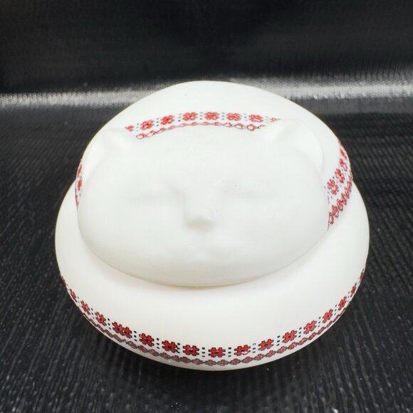 1980s Takahashi Ceramic Trinket Holder Smiling Sleeping Cat Jewelry Holder VTG - Picture 11 of 12